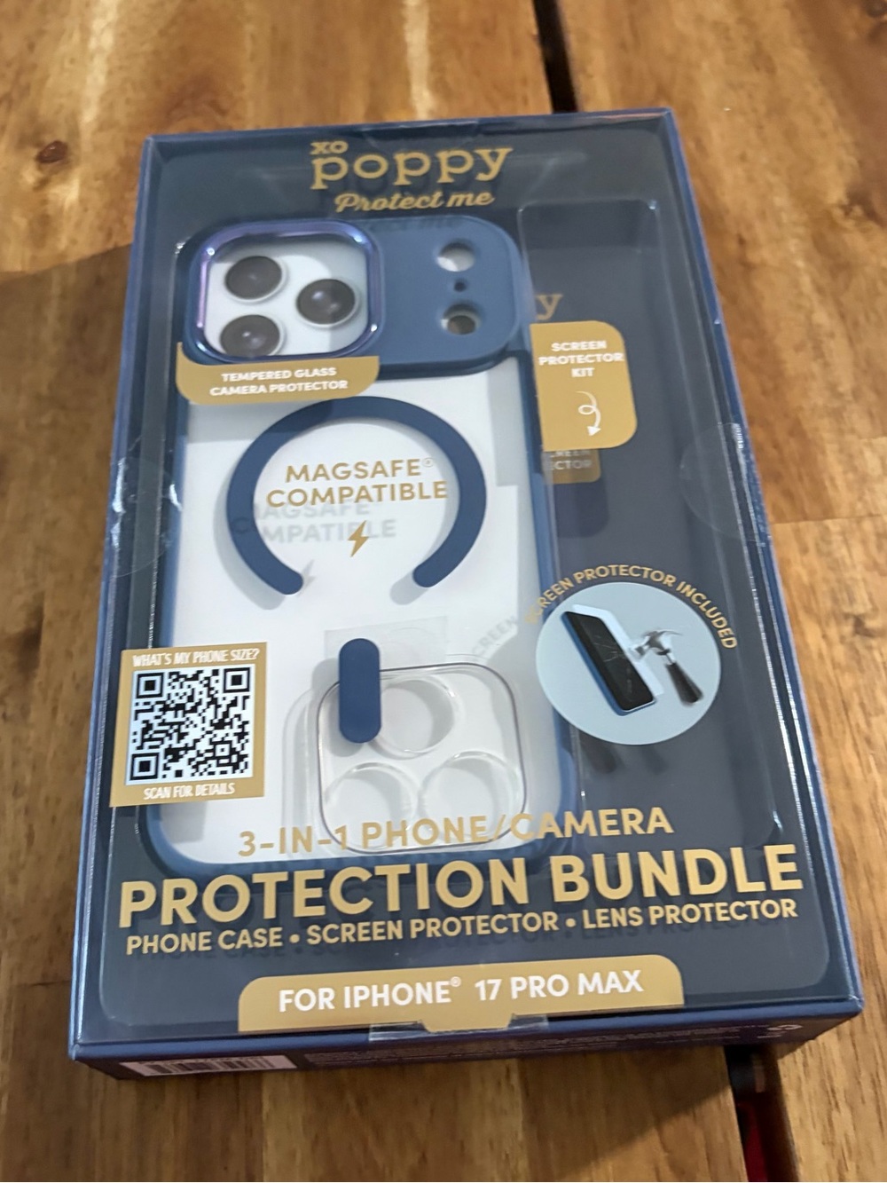 XO Poppy Protect Me 3-in-1 Blue MagSafe Compatible Case for iPhone 17 Pro Max